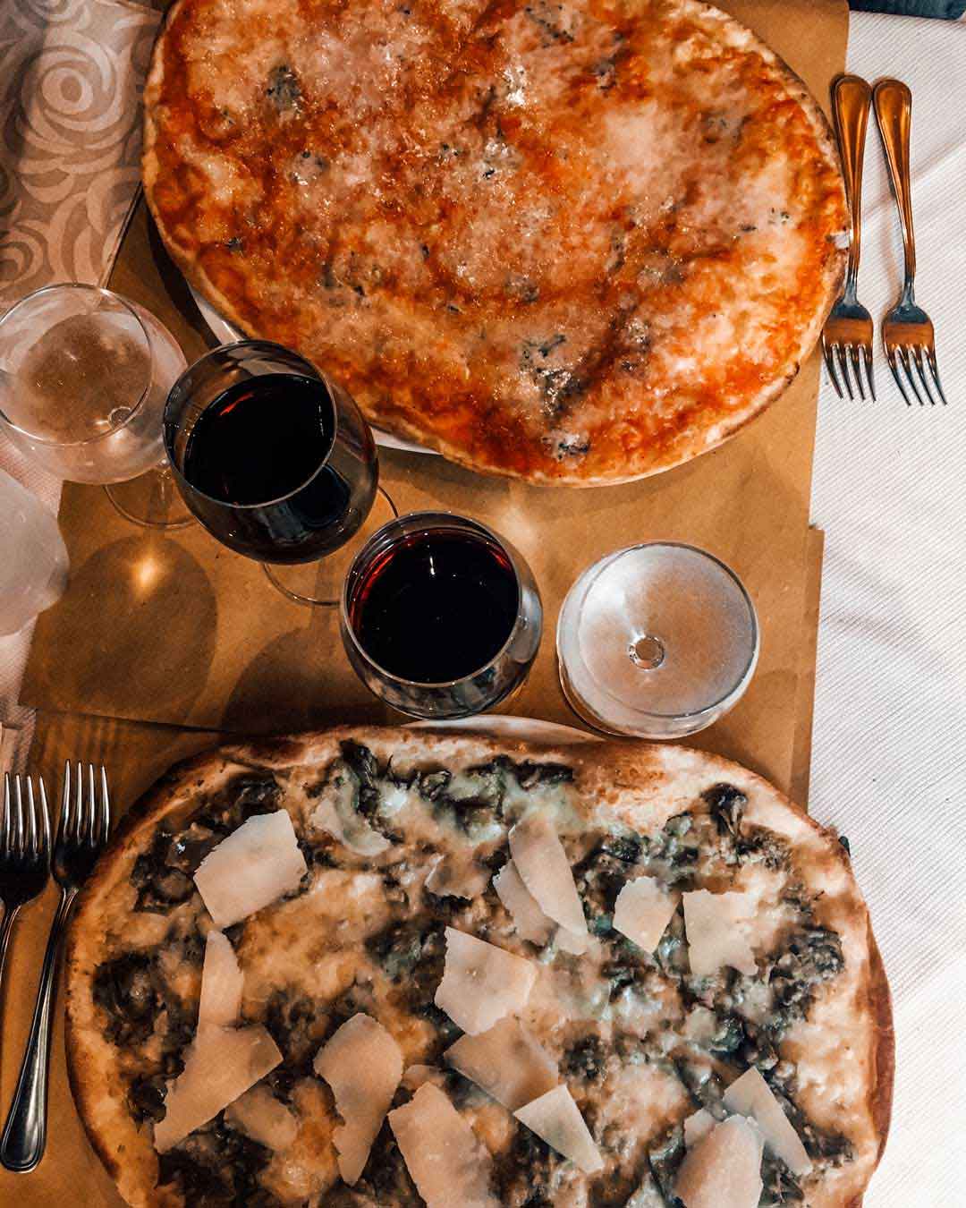 Two pizzas at one of the best restaurants in Trastevere