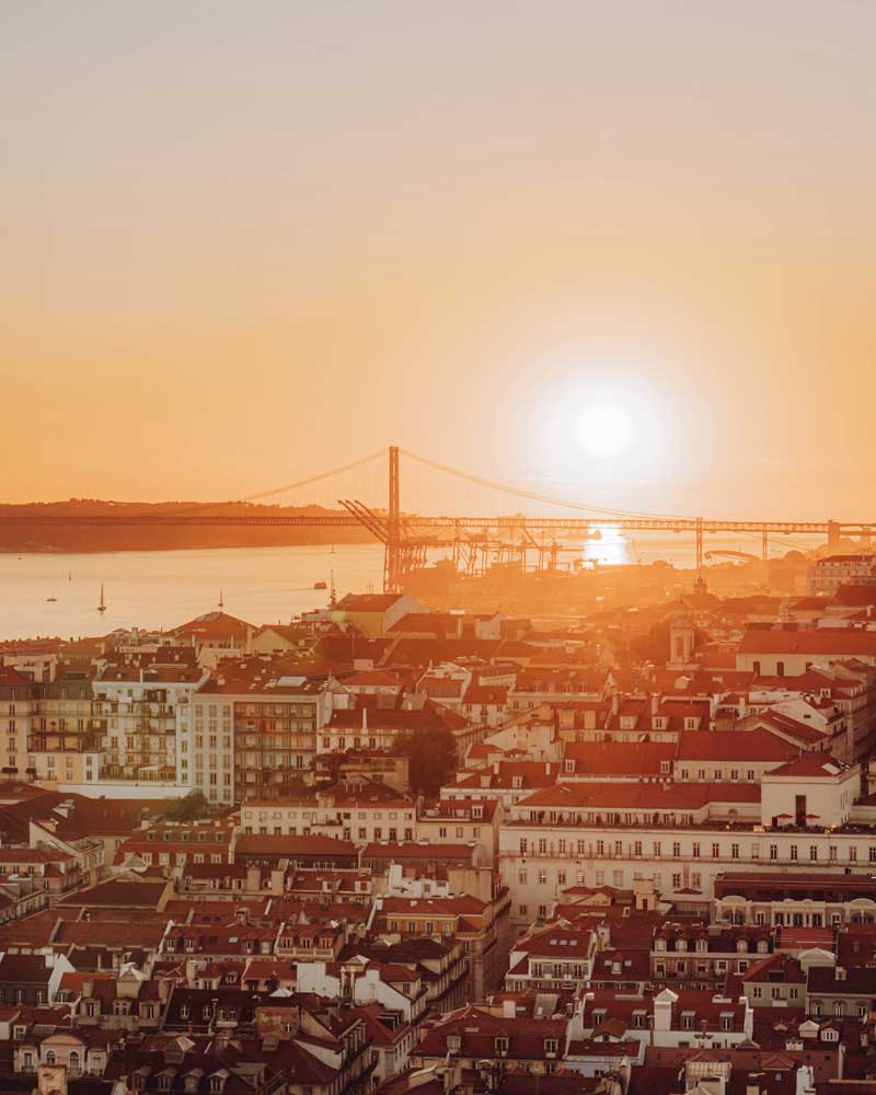 Sunset from a rooftop in Lisbon